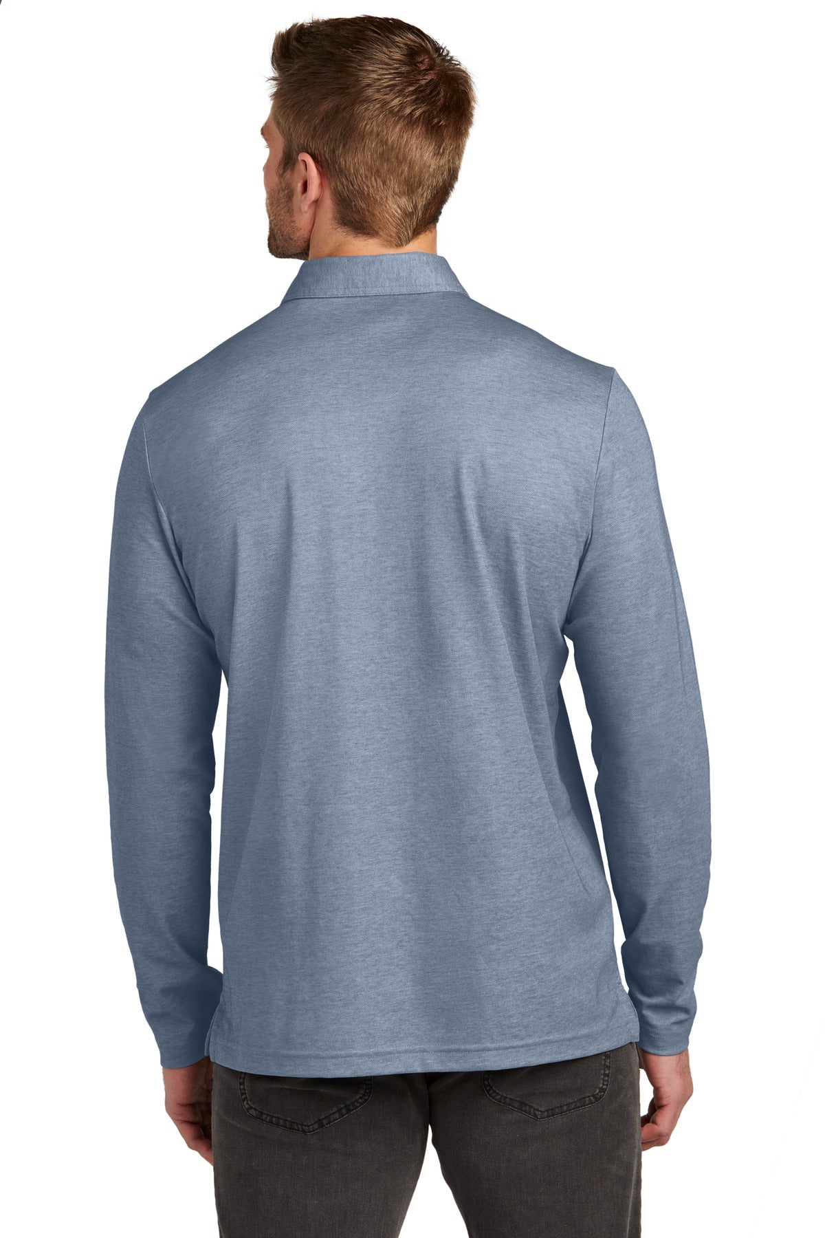 BlNightsHt TravisMathew Oceanside Heather Long Sleeve Polo TM1MZ343