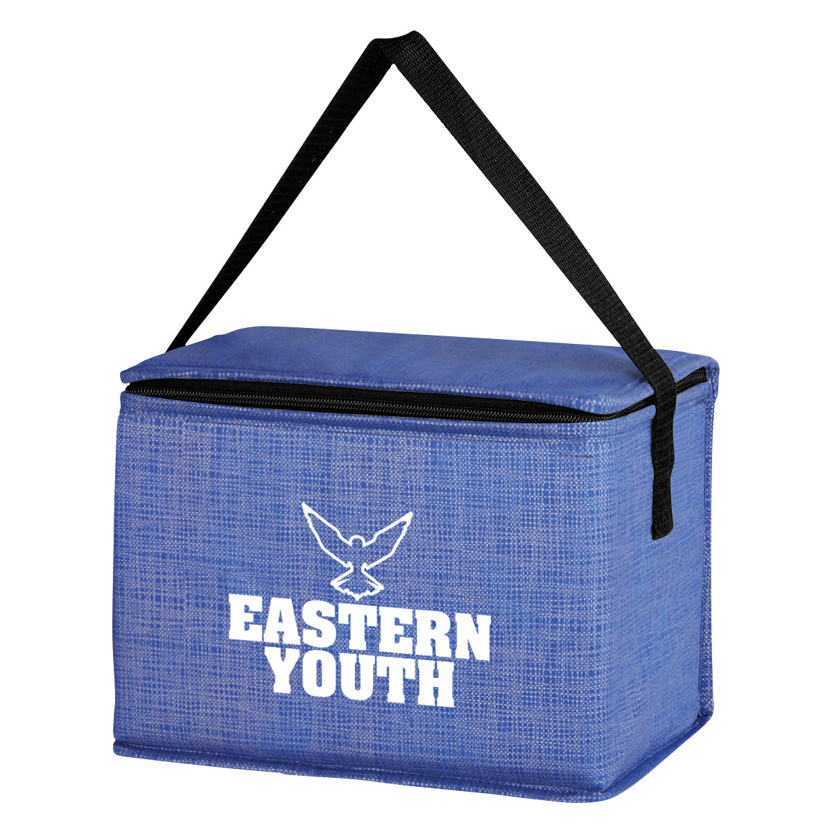 BLUE Crosshatch Non-Woven Lunch Bag  grouped