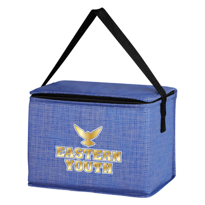 BLUE Crosshatch Non-Woven Lunch Bag  grouped