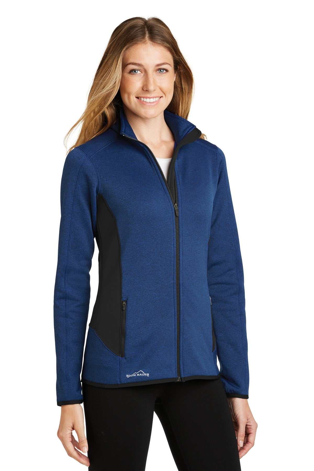 Blue Heather Eddie Bauer Women's Full-Zip Heather Stretch Fleece Jacket. EB239