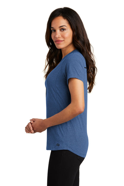 Blue Hthr OGIO Women's Tread Henley. LOG136