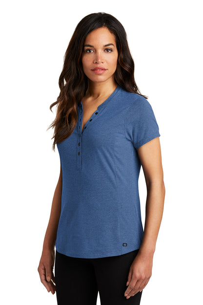 Blue Hthr OGIO Women's Tread Henley. LOG136