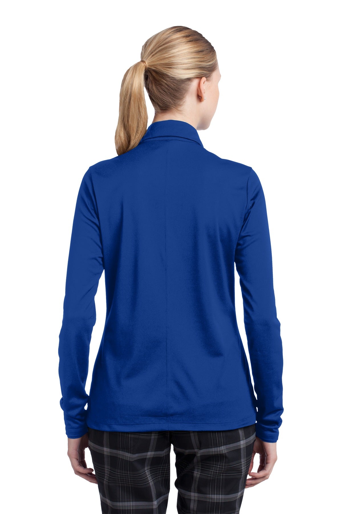 Blue Sapphire Nike Women's Long Sleeve Dri-FIT Stretch Tech Polo. 545322