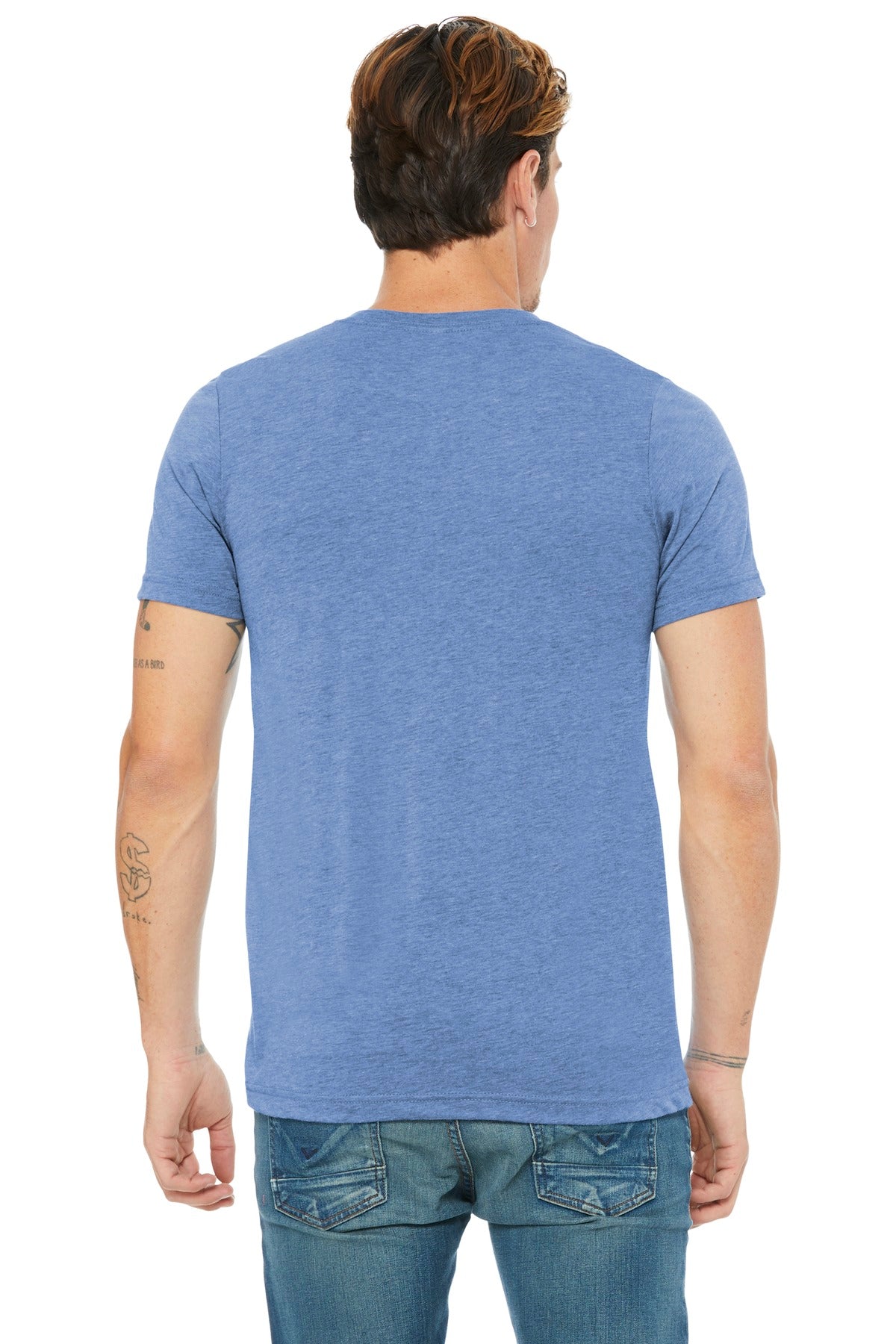 Blue TB BELLA+CANVAS Unisex Triblend Short Sleeve V-Neck Te. BC3415