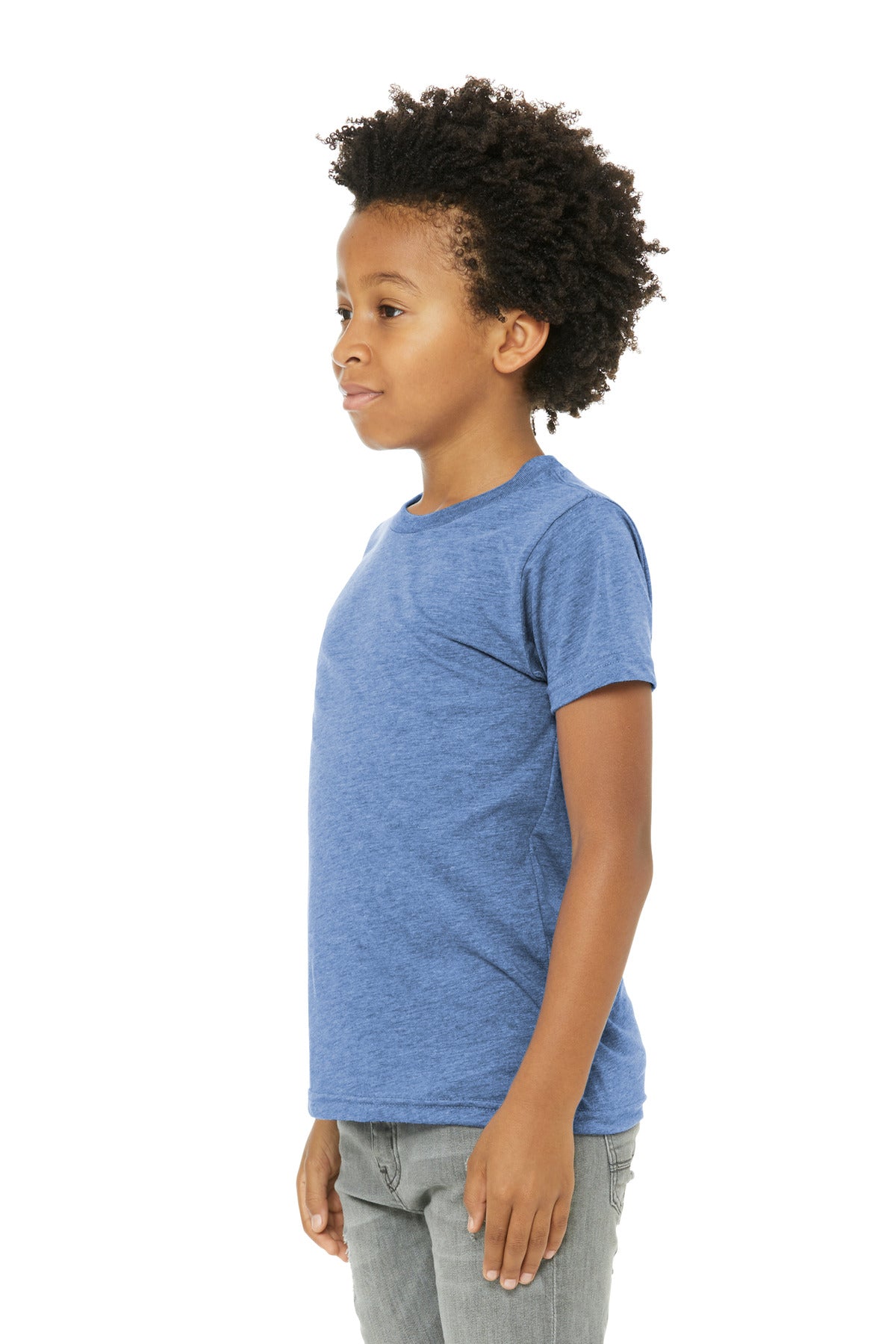 Blue TB BELLA+CANVAS Youth Triblend Short Sleeve Tee. BC3413Y
