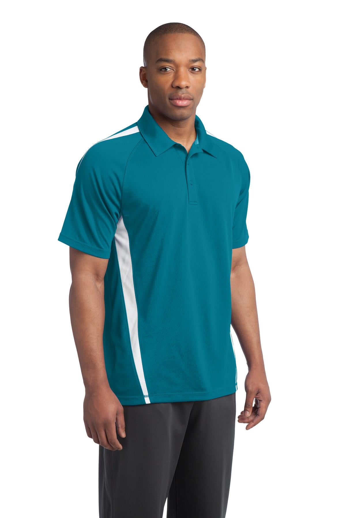 Blue Wake/Wht Sport-Tek PosiCharge Micro-Mesh Colorblock Polo. ST685