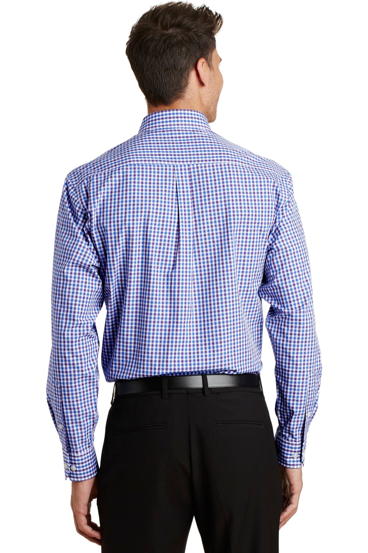 Blue/Purple Port Authority Long Sleeve Gingham Easy Care Shirt. S654