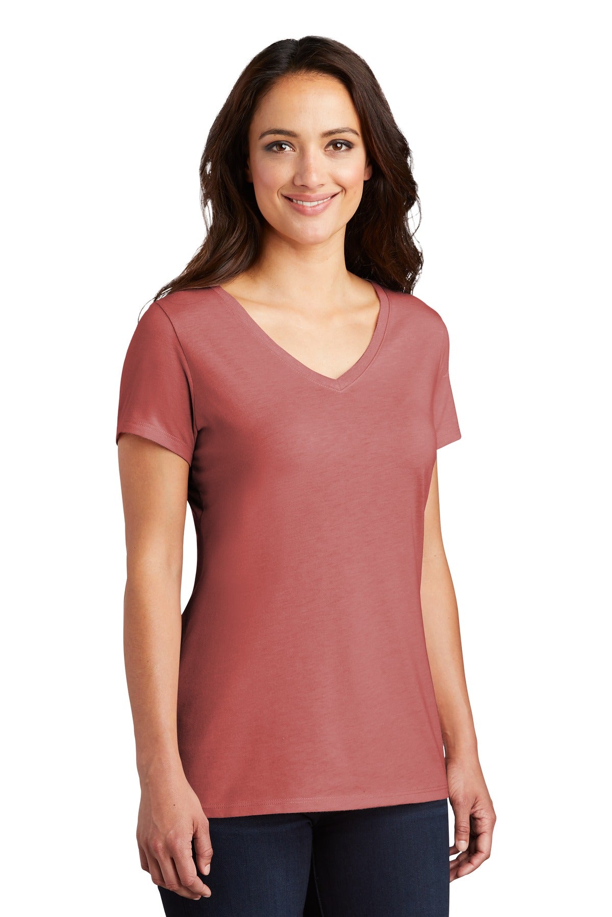 Blush Frost District Women's Perfect Tri V-Neck Tee. DM1350L
