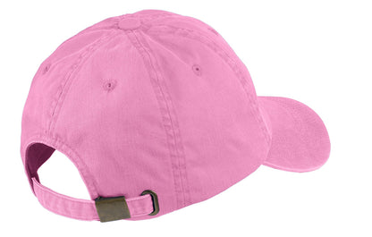 Bright Pink Port Authority Garment-Washed Cap. PWU