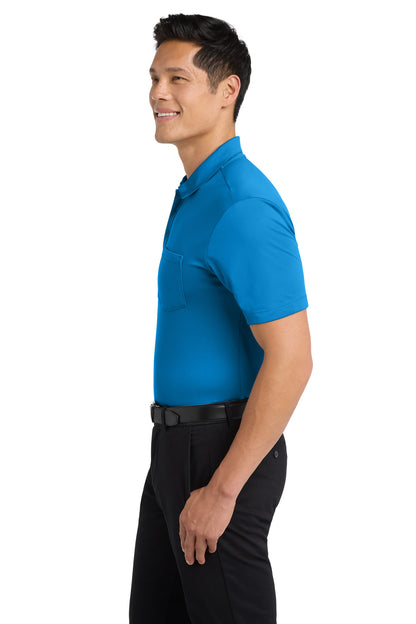 Brilliant Blue Port Authority Silk Touch Performance Pocket Polo. K540P