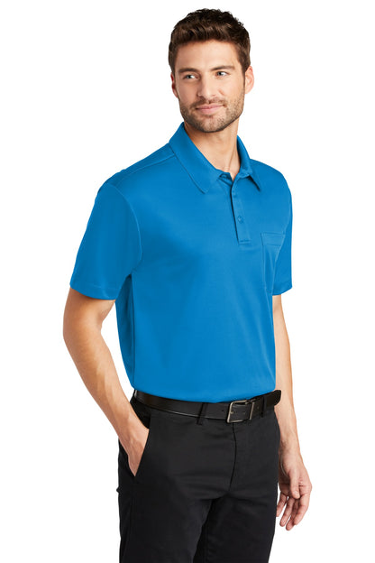 Brilliant Blue Port Authority Silk Touch Performance Pocket Polo. K540P