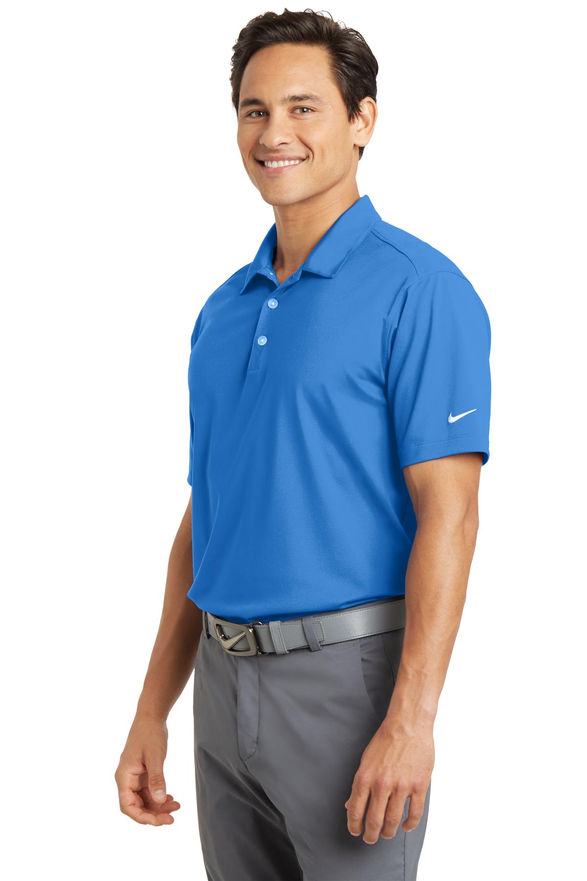 Brisk Blue Nike Dri-FIT Vertical Mesh Polo. 637167