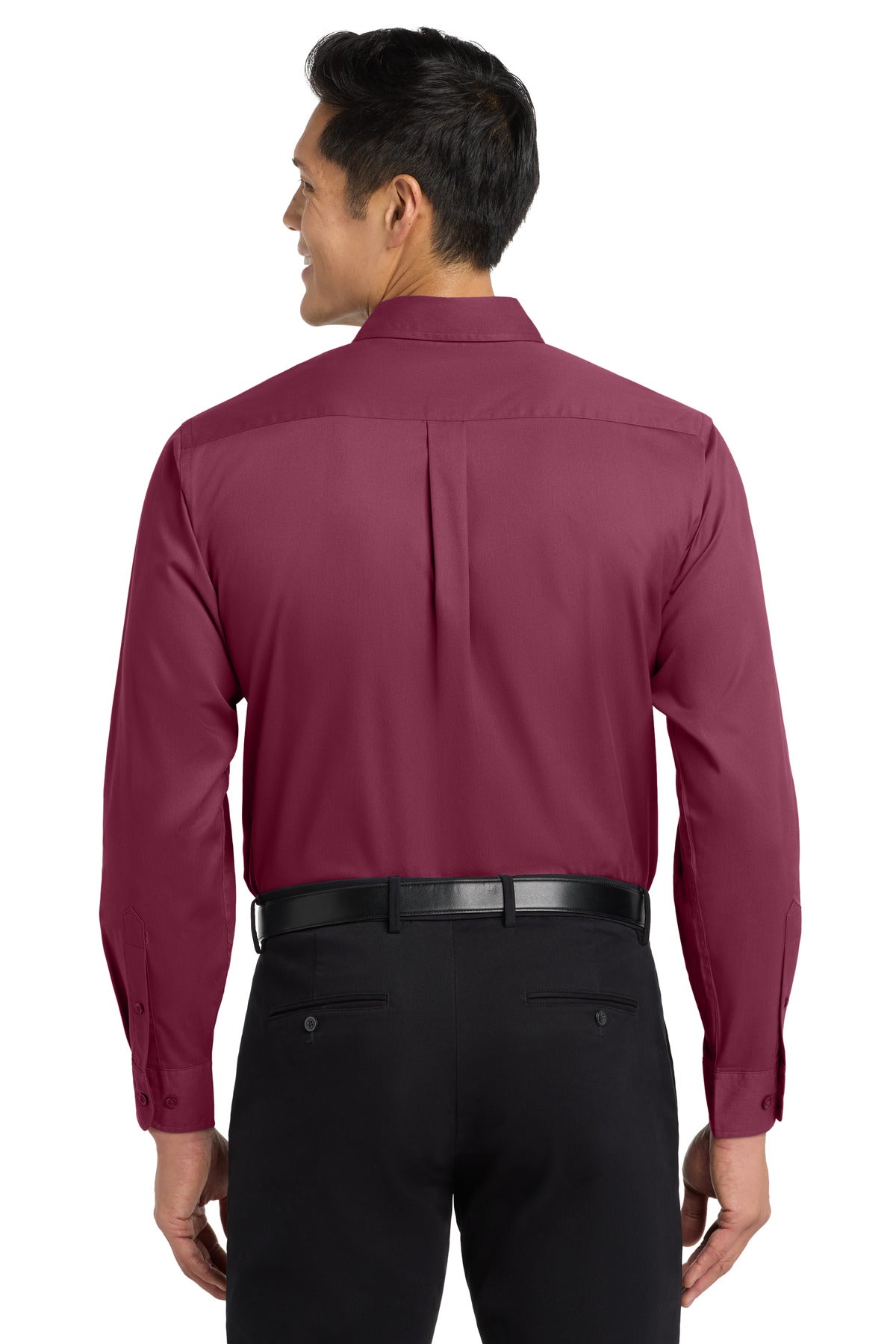 Burg/Lt Stone Port Authority Extended Size Long Sleeve Easy Care Shirt S608ES