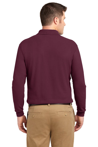 Burgundy Port Authority Silk Touch Long Sleeve Polo. K500LS