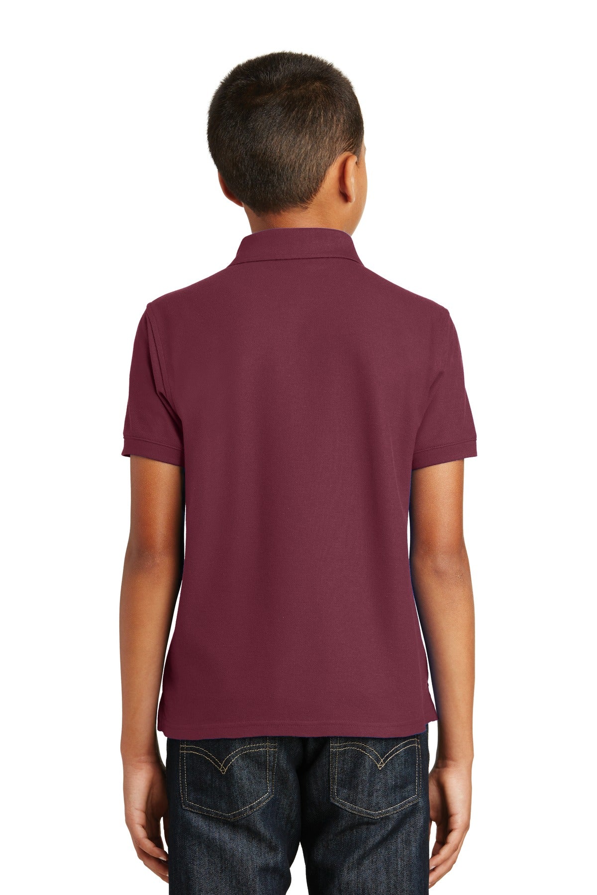 Burgundy Port Authority Youth Core Classic Pique Polo. Y100