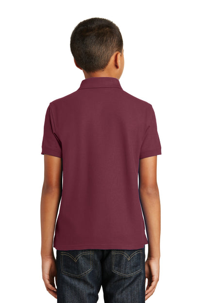 Burgundy Port Authority Youth Core Classic Pique Polo. Y100