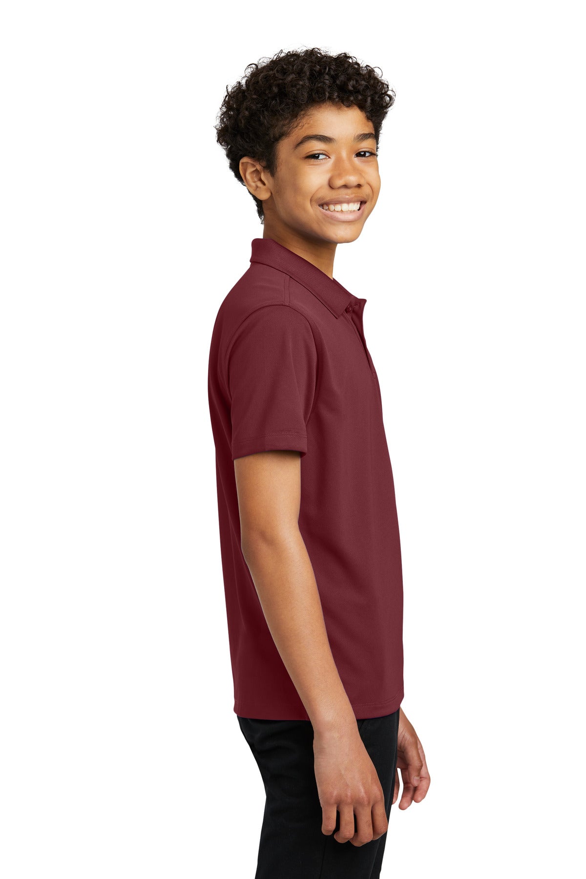 Burgundy Port Authority Youth Dry Zone UV Micro-Mesh Polo Y110