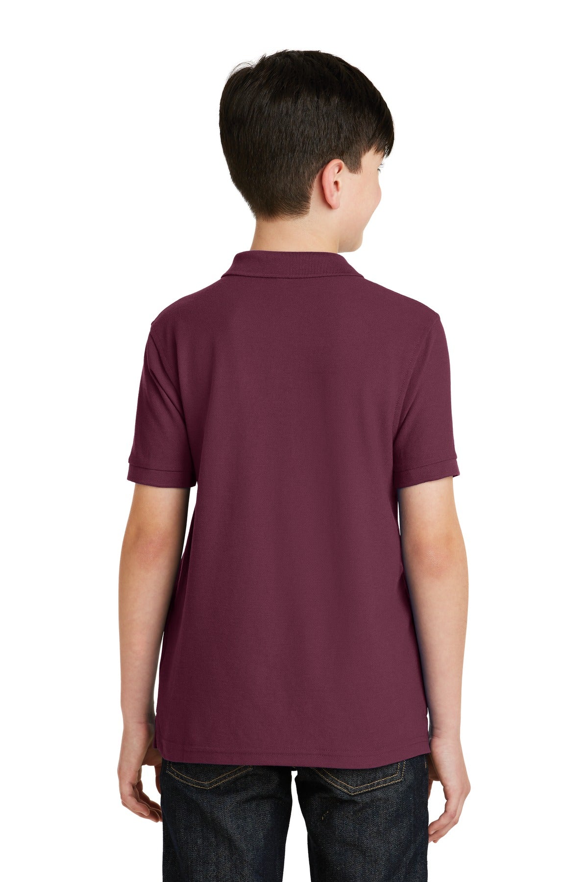 Burgundy Port Authority Youth Silk Touch Polo. Y500
