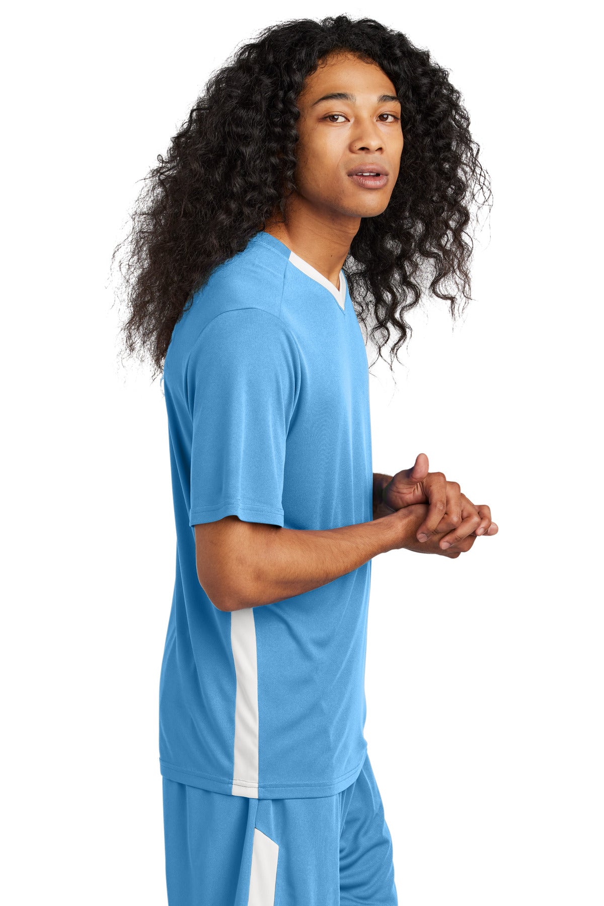 CarBl/Wht Sport-Tek Competitor United V-Neck ST101