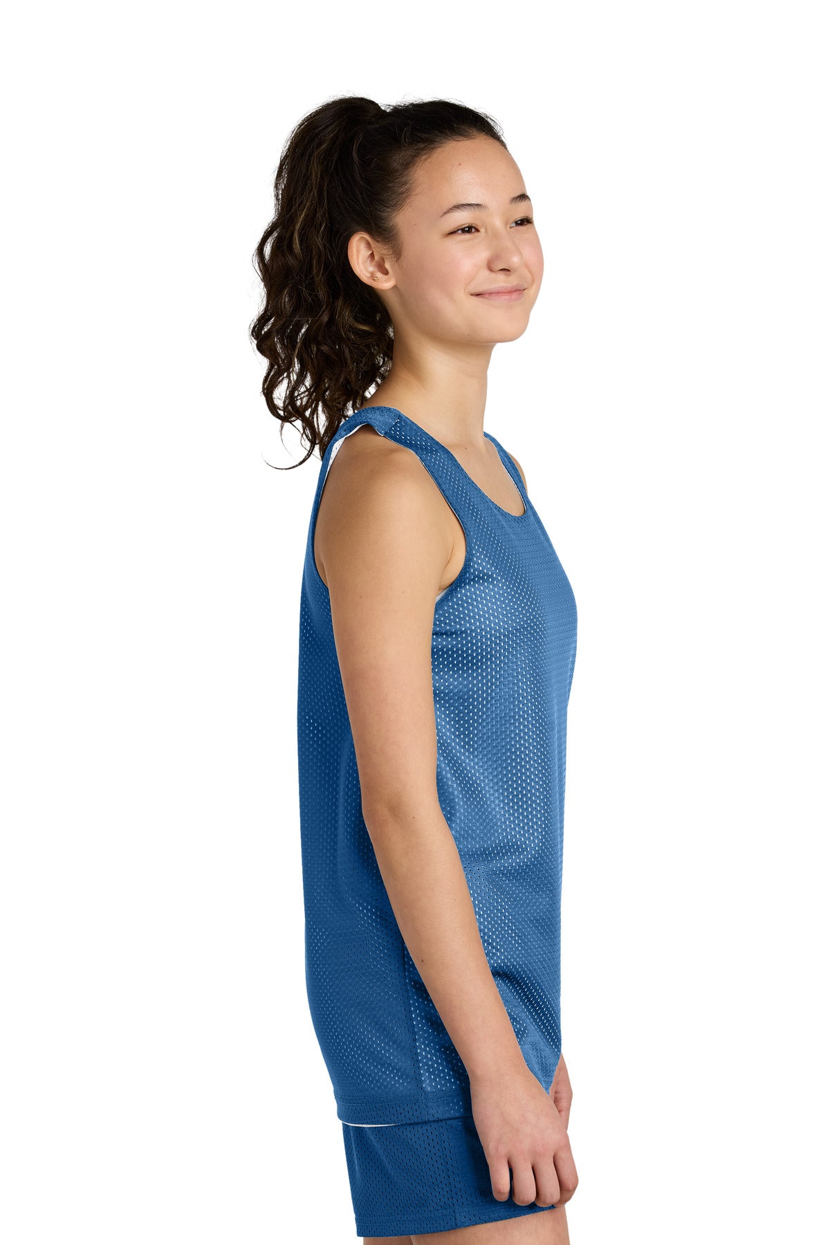 CarBl/Wht Sport-Tek Youth PosiCharge Reversible Mesh Tank YST5000