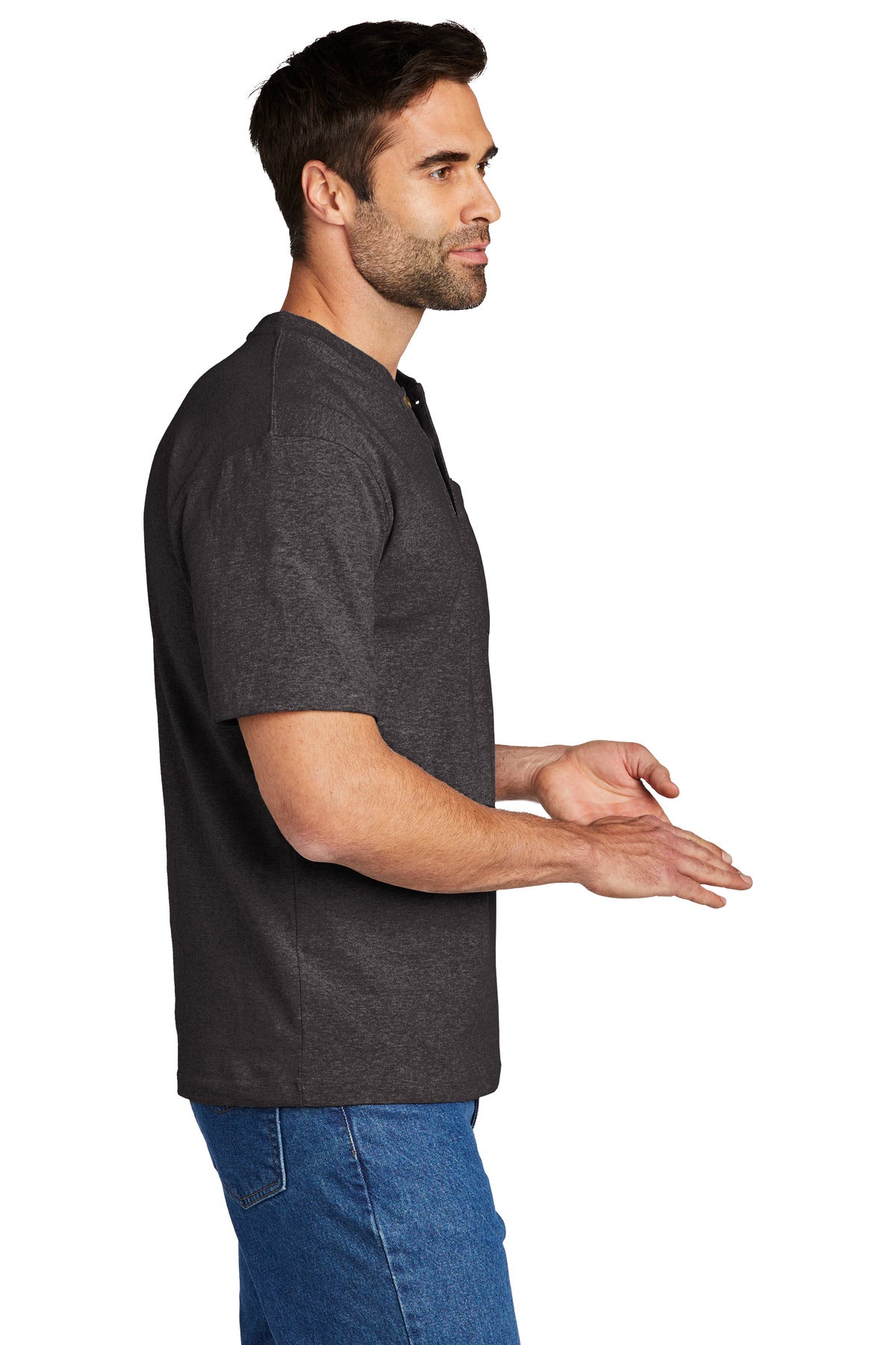 Carbon Heather Carhartt Short Sleeve Henley T-Shirt CTK84