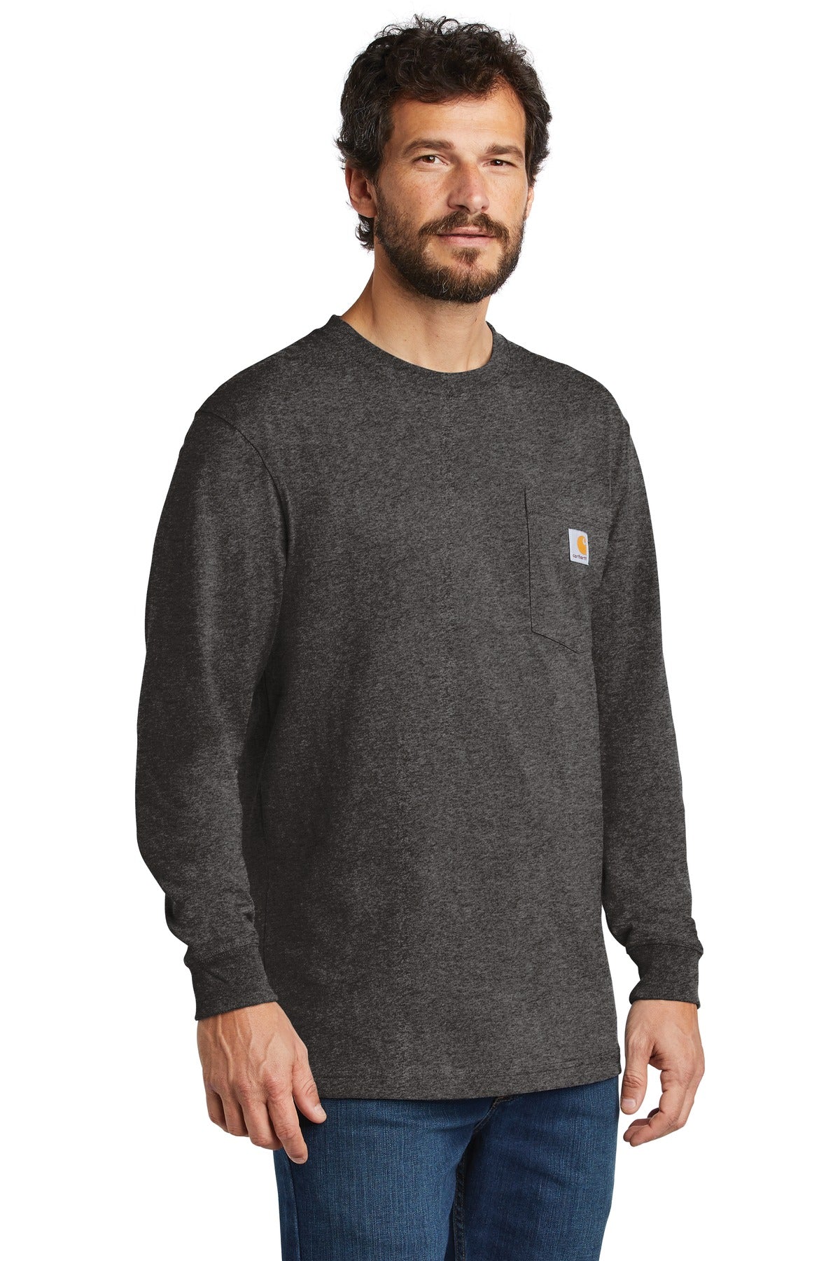 Carbon Heather Carhartt Workwear Pocket Long Sleeve T-Shirt. CTK126