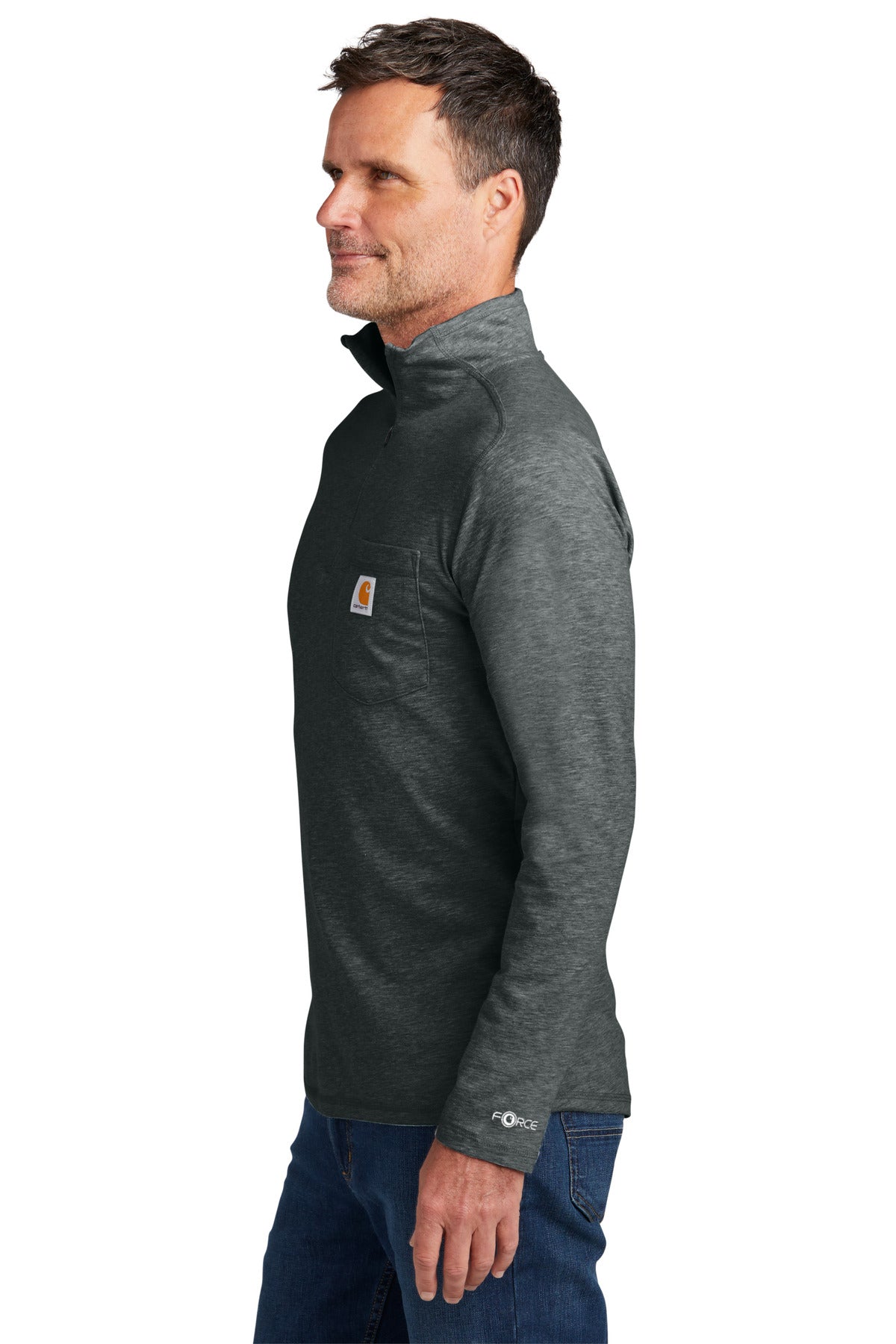 CarbonHthr Carhartt Force 1/4-Zip Long Sleeve T-Shirt CT106660