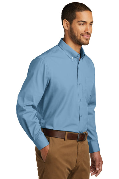 Carolina Blue Port Authority Long Sleeve Carefree Poplin Shirt. W100