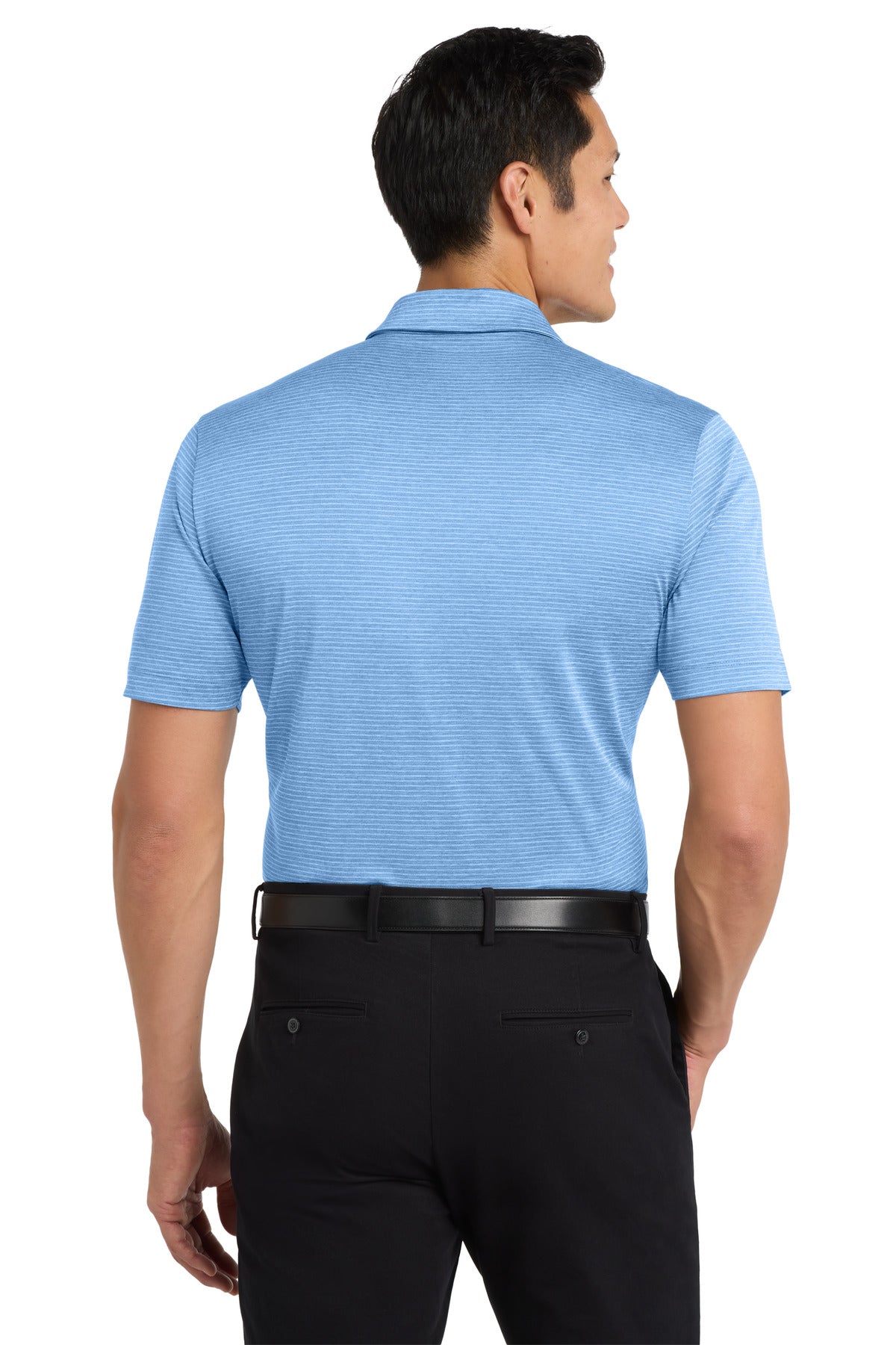 Carolina Blue Port Authority Shadow Stripe Polo. K585