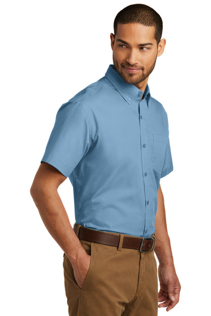 Carolina Blue Port Authority Short Sleeve Carefree Poplin Shirt. W101