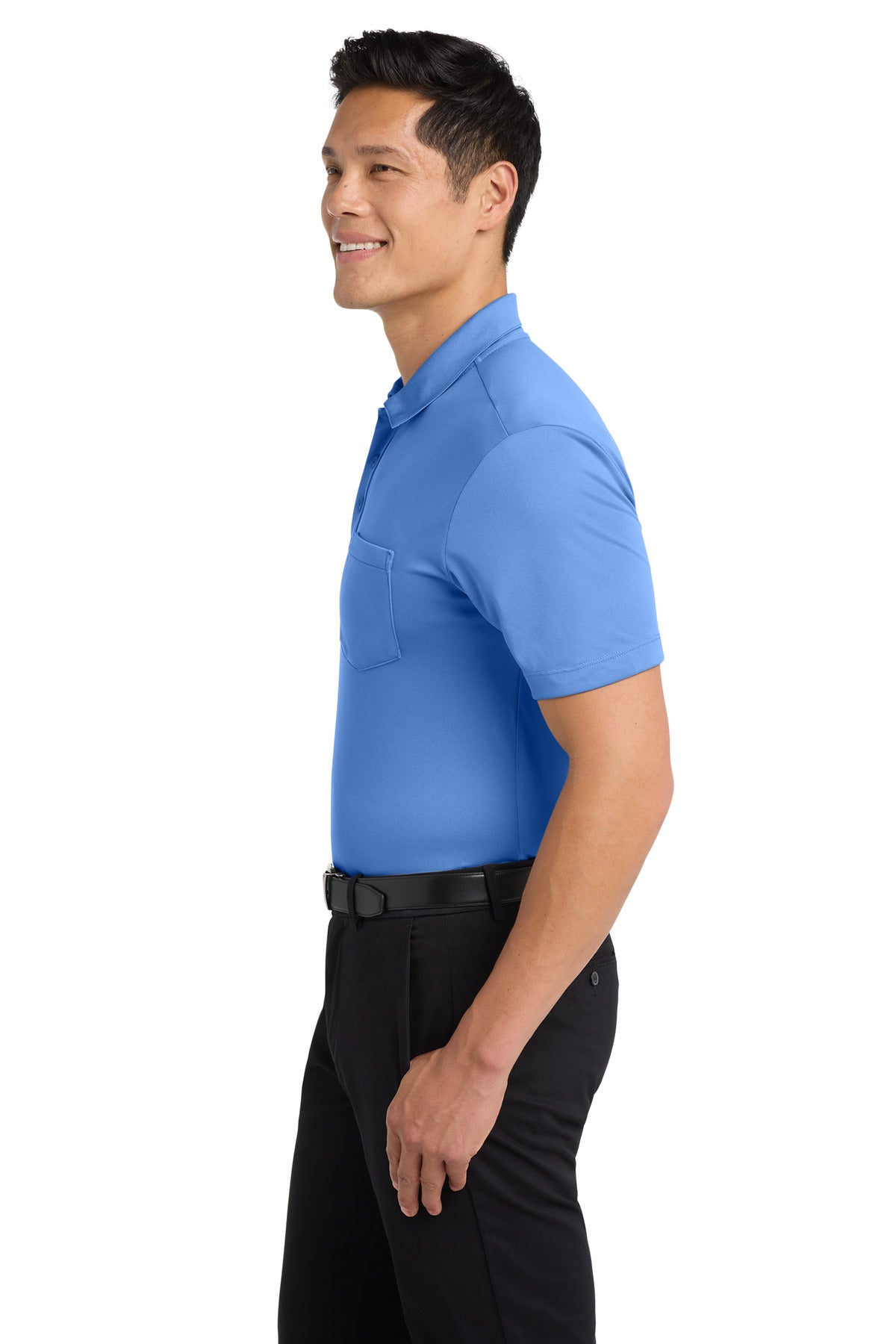 Carolina Blue Port Authority Silk Touch Performance Pocket Polo. K540P