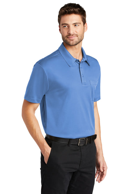 Carolina Blue Port Authority Silk Touch Performance Pocket Polo. K540P