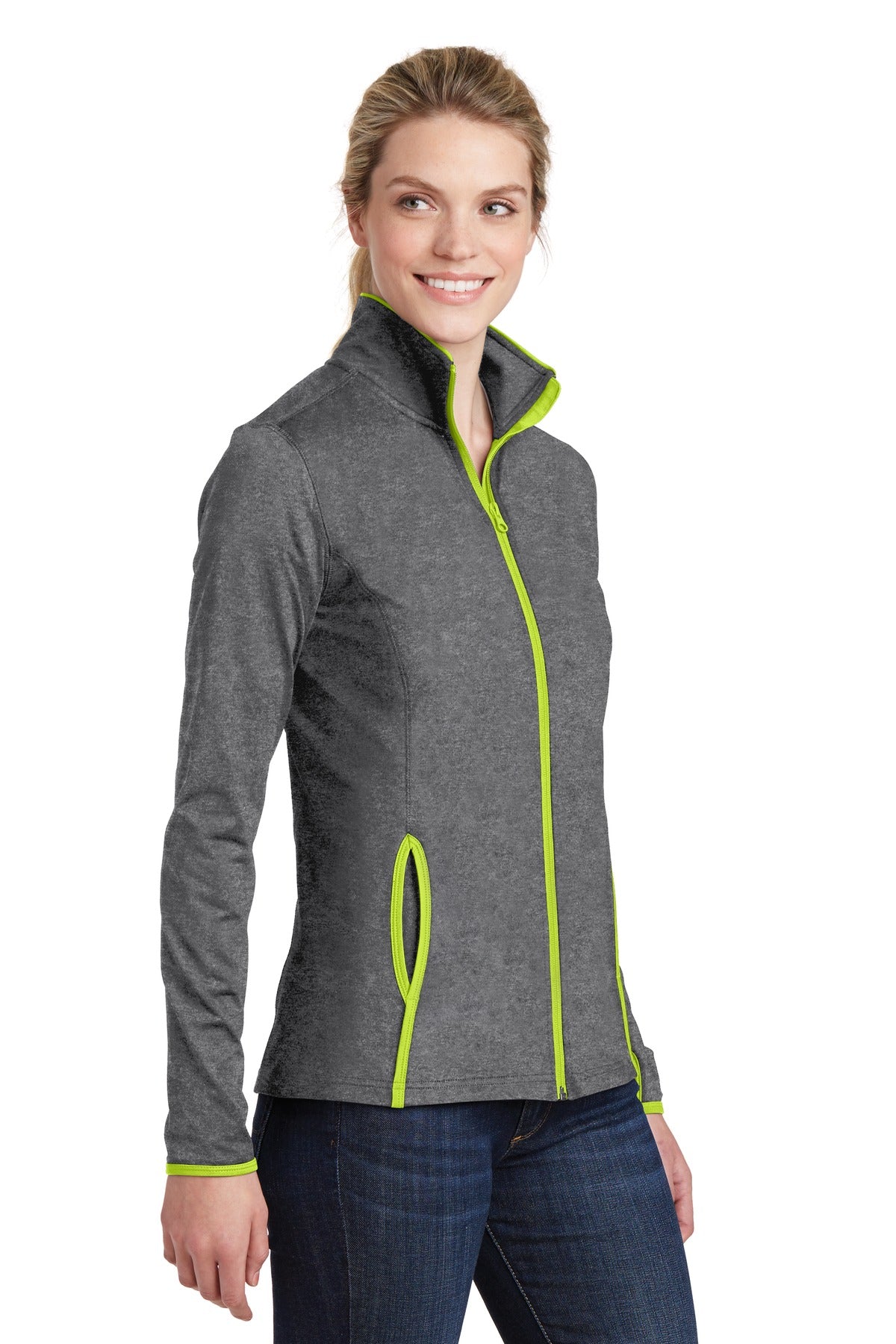 CGH/Charge Grn Sport-Tek Women's Sport-Wick Stretch Contrast Full-Zip Jacket. LST853