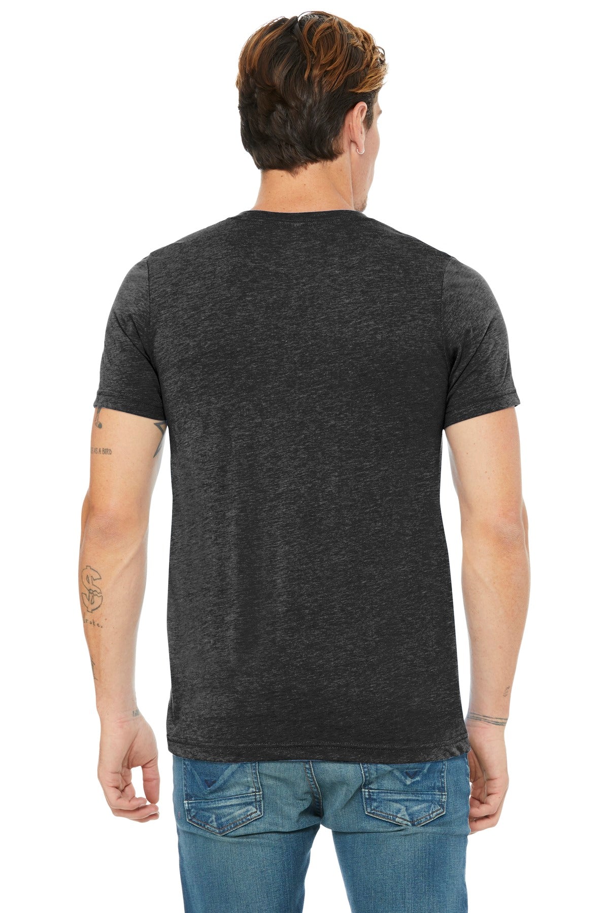 Char-Blk TB BELLA+CANVAS Unisex Triblend Short Sleeve V-Neck Te. BC3415