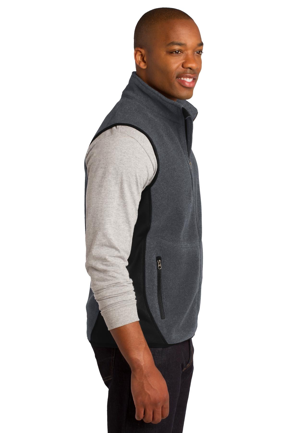 Char Hthr/Blk Port Authority R-Tek Pro Fleece Full-Zip Vest. F228