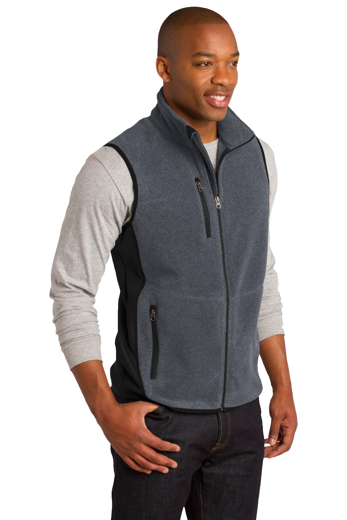 Char Hthr/Blk Port Authority R-Tek Pro Fleece Full-Zip Vest. F228