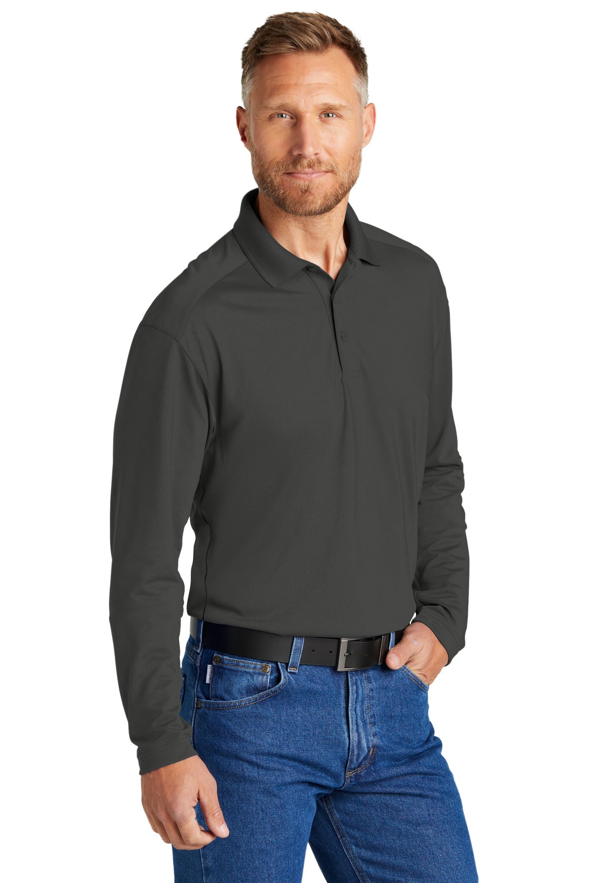 Charcoal CornerStone Select Lightweight Snag-Proof Long Sleeve Polo CS418LS