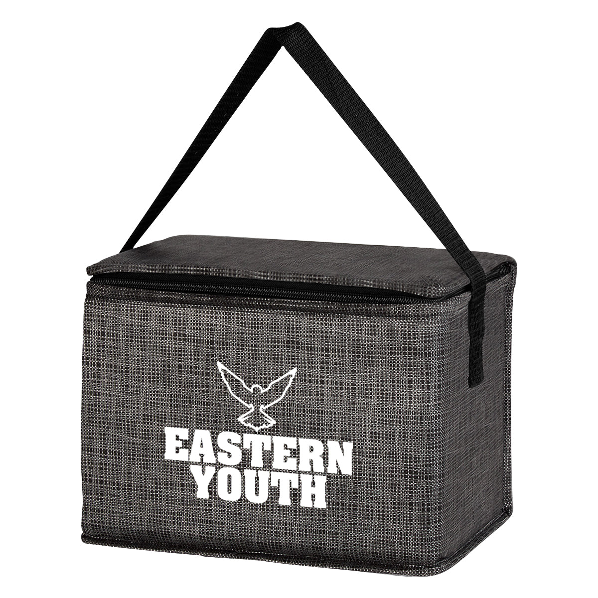 CHARCOAL Crosshatch Non-Woven Lunch Bag  grouped