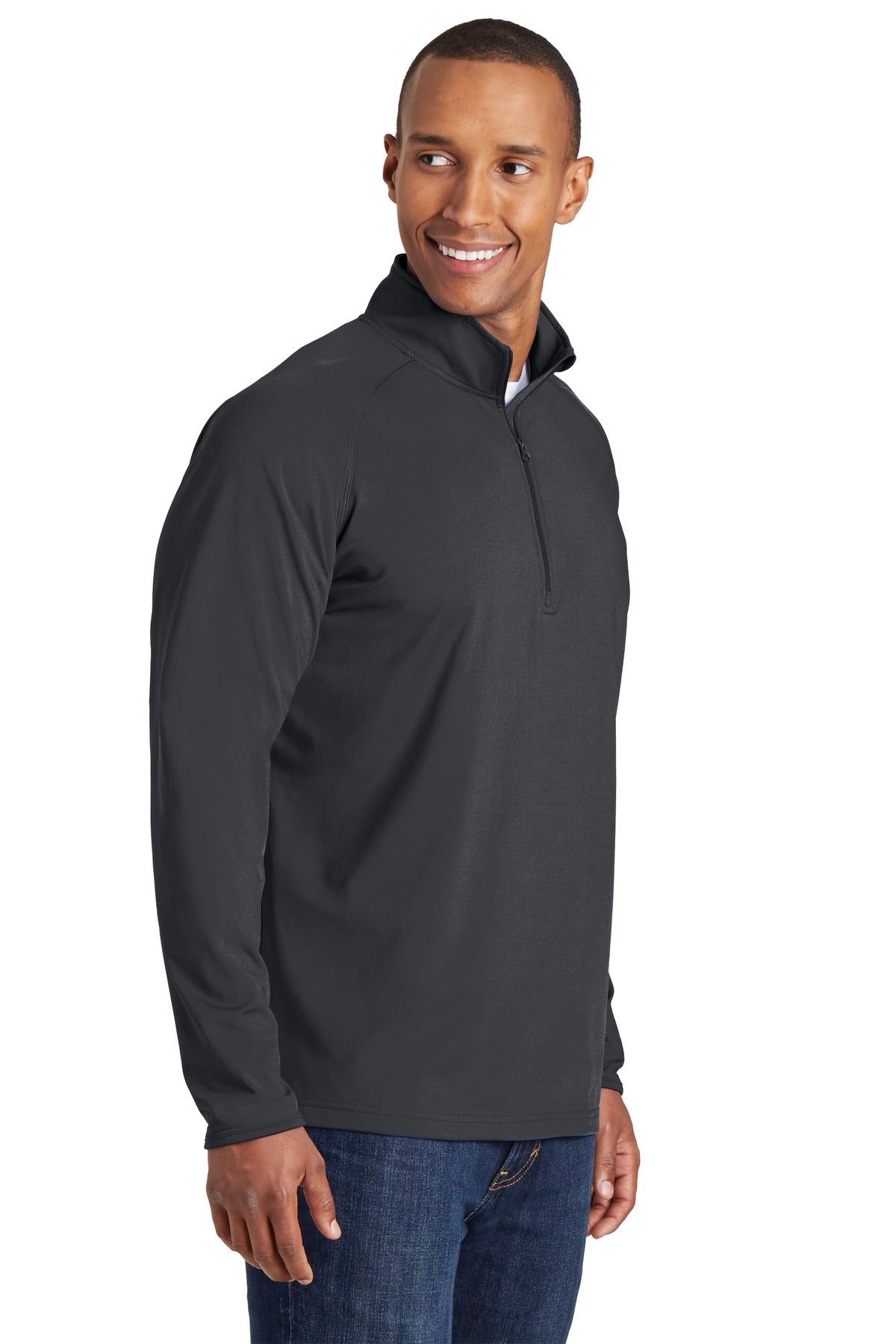 Charcoal Grey Sport-Tek Tall Sport-Wick Stretch 1/4-Zip Pullover. TST850