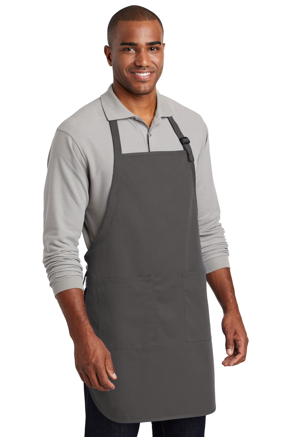 Charcoal Port Authority Full-Length Two-Pocket Bib Apron. A600