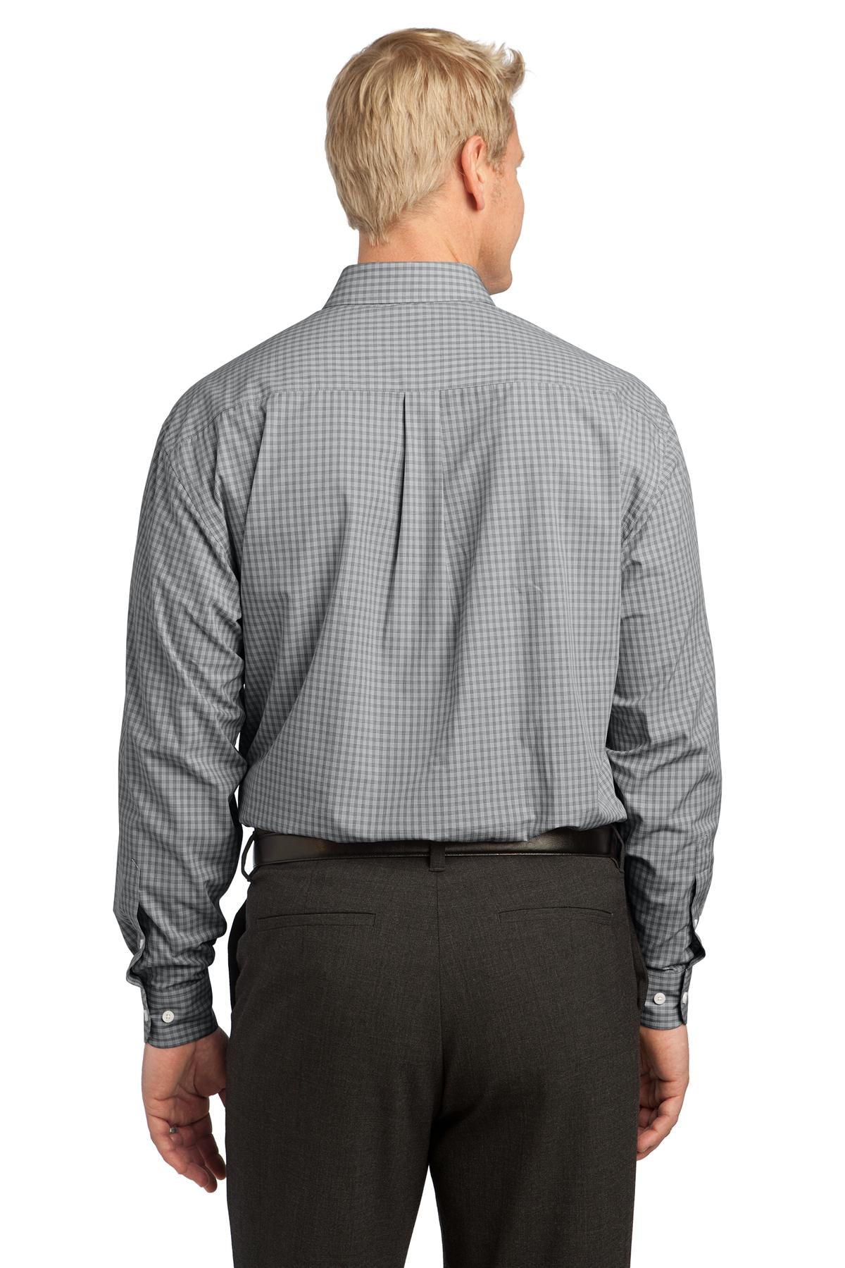 Charcoal Port Authority Plaid Pattern Easy Care Shirt. S639