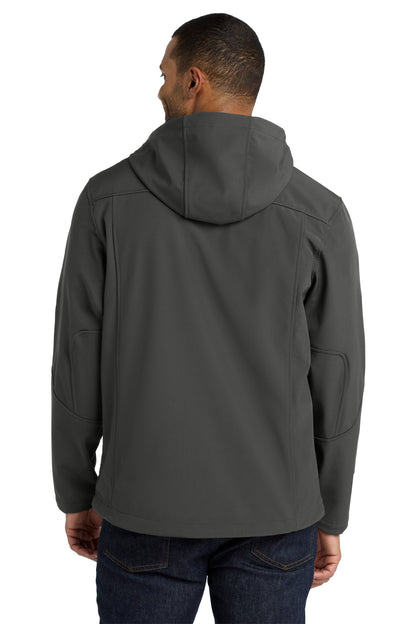 Charcoal Port Authority Textured Hooded Soft Shell Jacket. J706