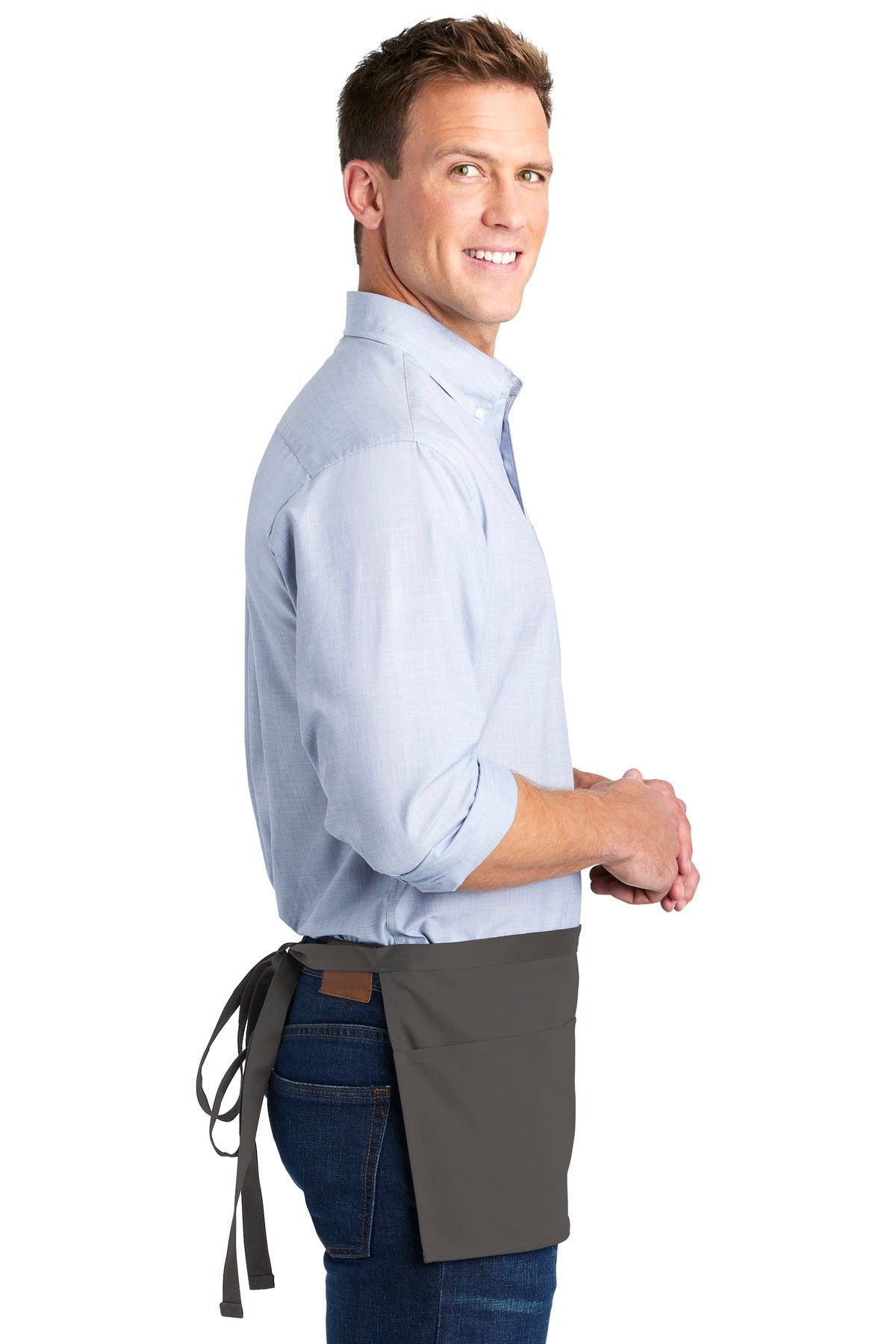 Charcoal Port Authority Three-Pocket Waist Apron. A602