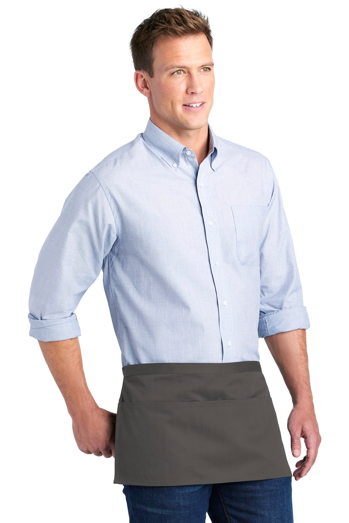 Charcoal Port Authority Three-Pocket Waist Apron. A602