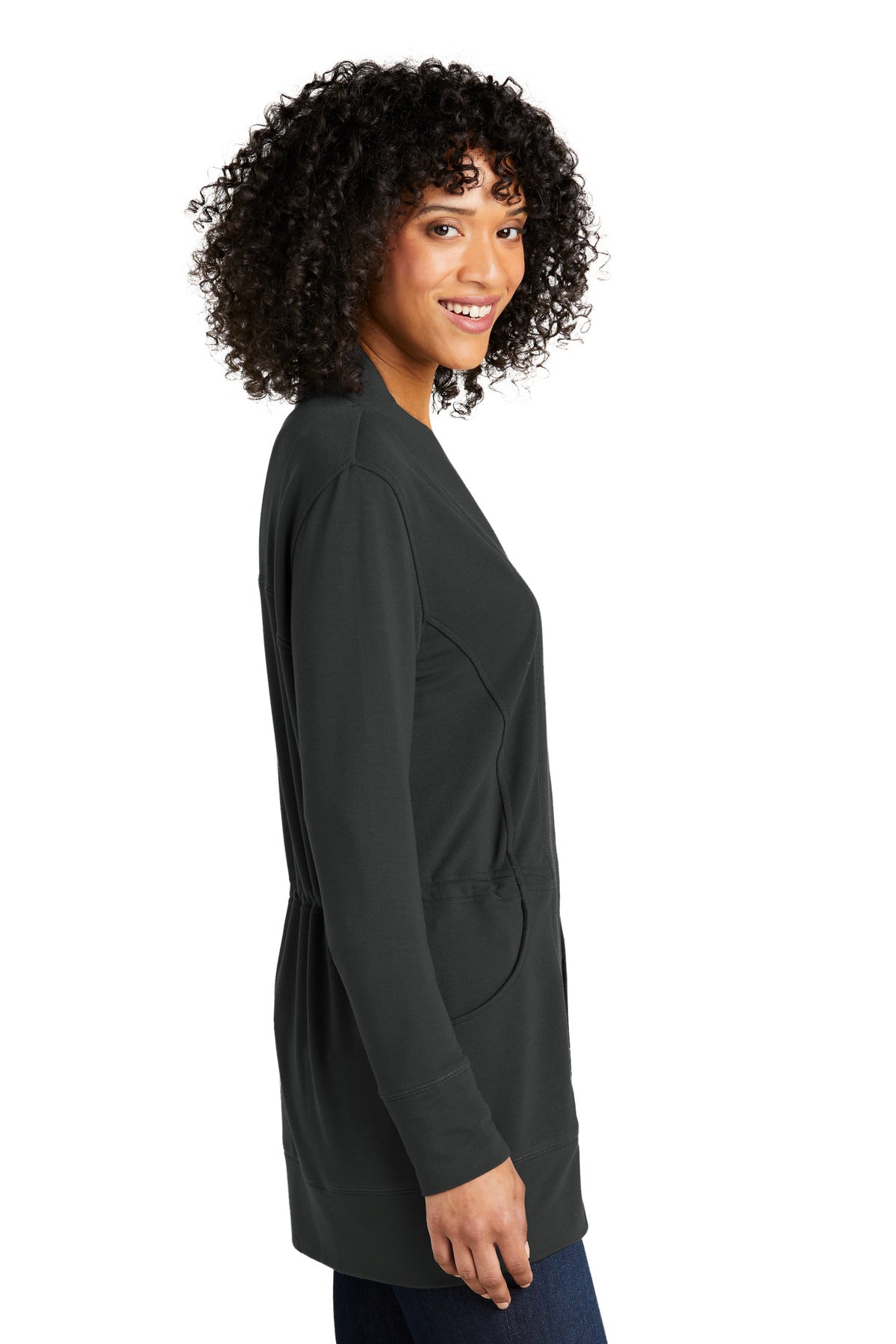 Charcoal Port Authority Women's Microterry Cardigan LK825