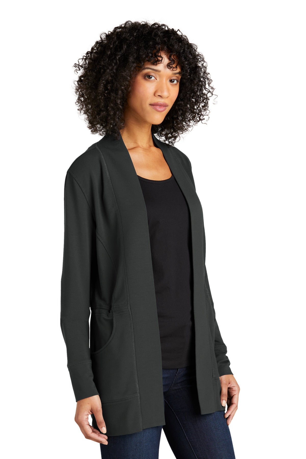 Charcoal Port Authority Women's Microterry Cardigan LK825