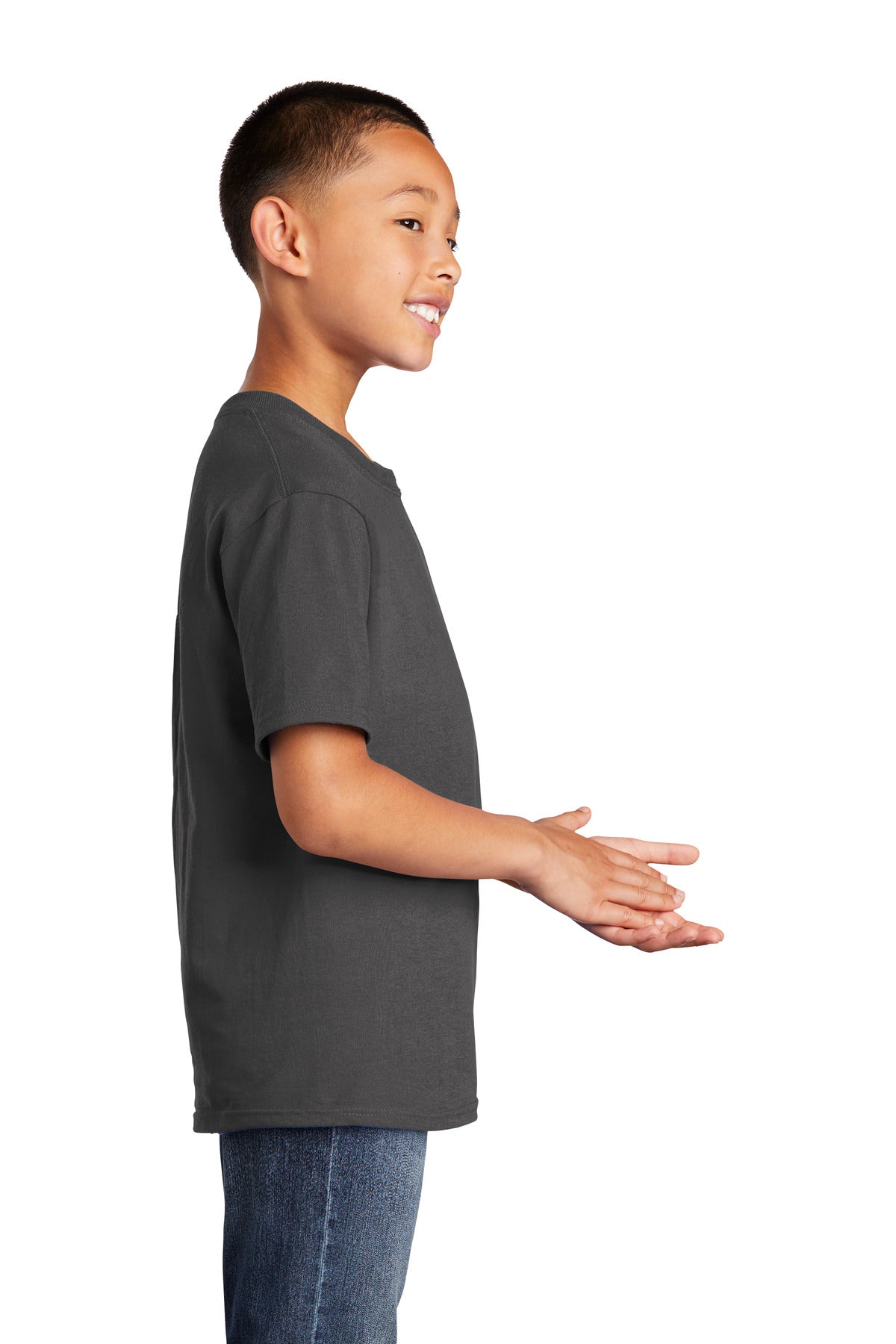 Charcoal Port & Company Youth Core Cotton DTG Tee PC54YDTG