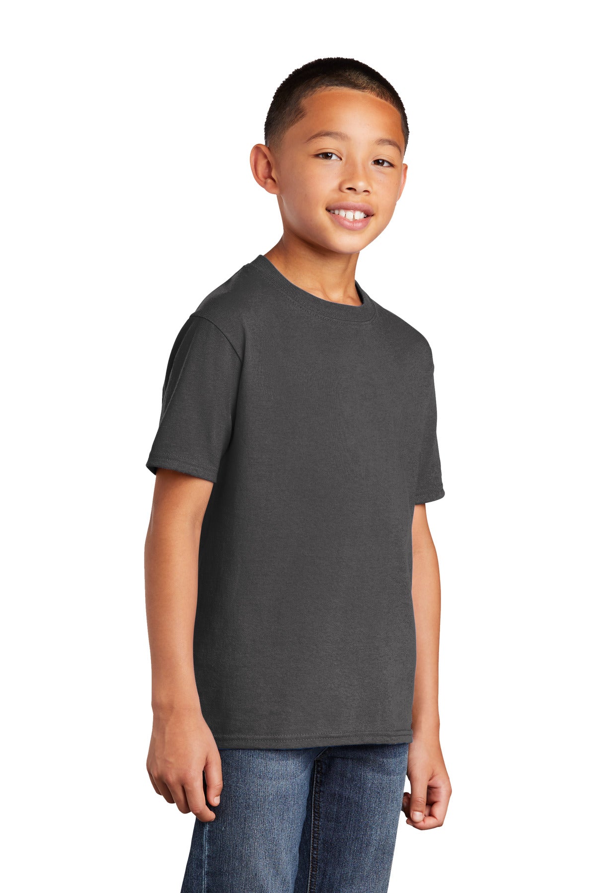 Charcoal Port & Company Youth Core Cotton DTG Tee PC54YDTG