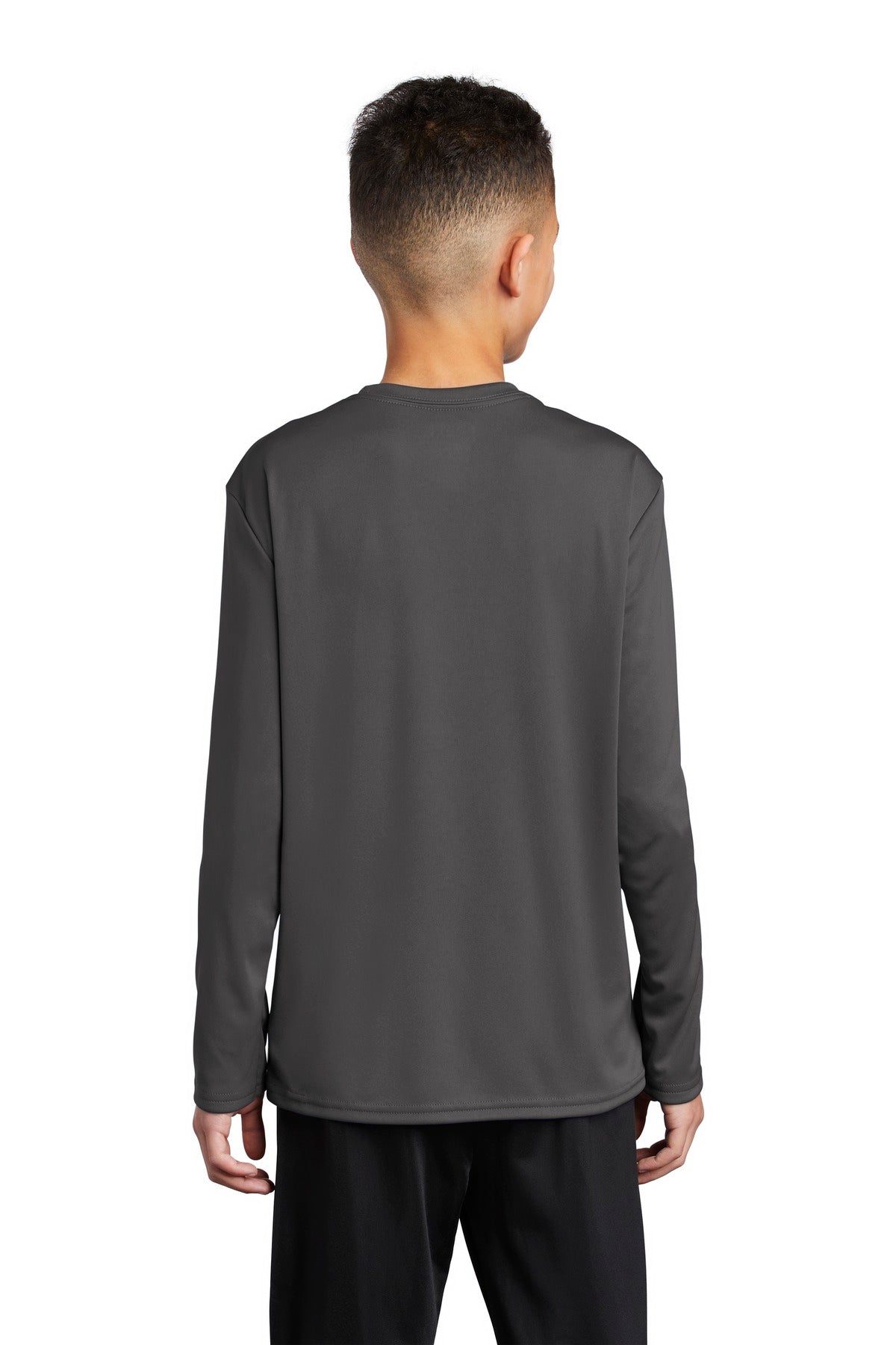 Charcoal Port & Company Youth Long Sleeve Performance Tee PC380YLS