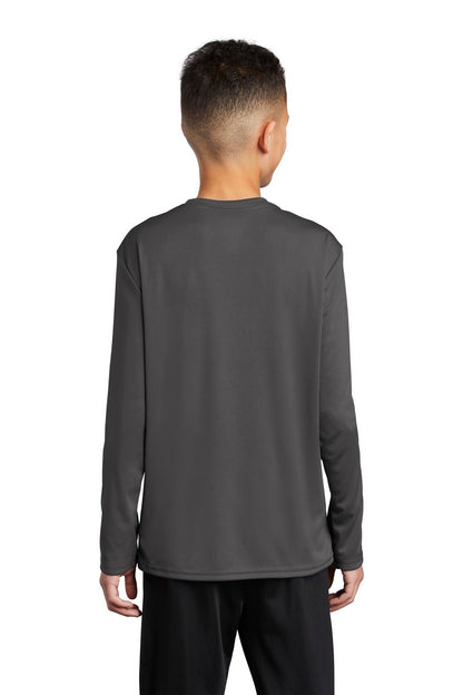 Charcoal Port & Company Youth Long Sleeve Performance Tee PC380YLS